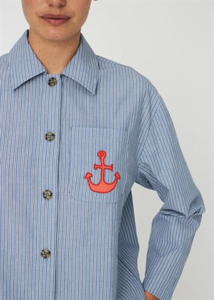 Striped anchor embroidered skjorte Blue Stripes Stella Nova